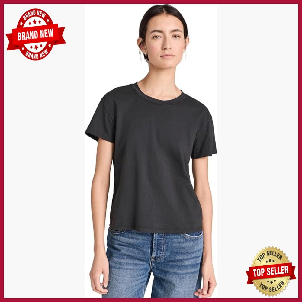 Lightweight Cotton Boxy Crew Tee, Straight Fit, Waist-Length